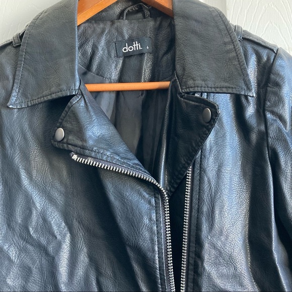 Dotti Jackets & Coats Dotti Black Faux Leather Moto Jacket Size 6